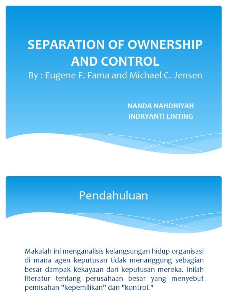 Separation of Ownership and Control | PDF