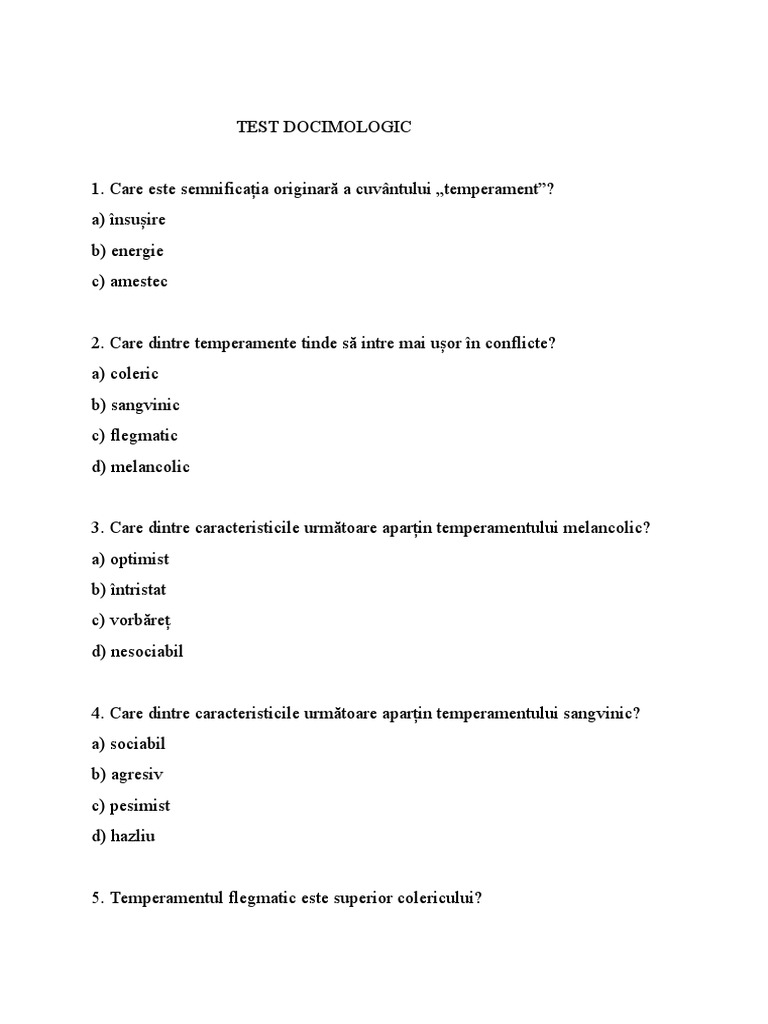 Test Docimologic Temperament | PDF