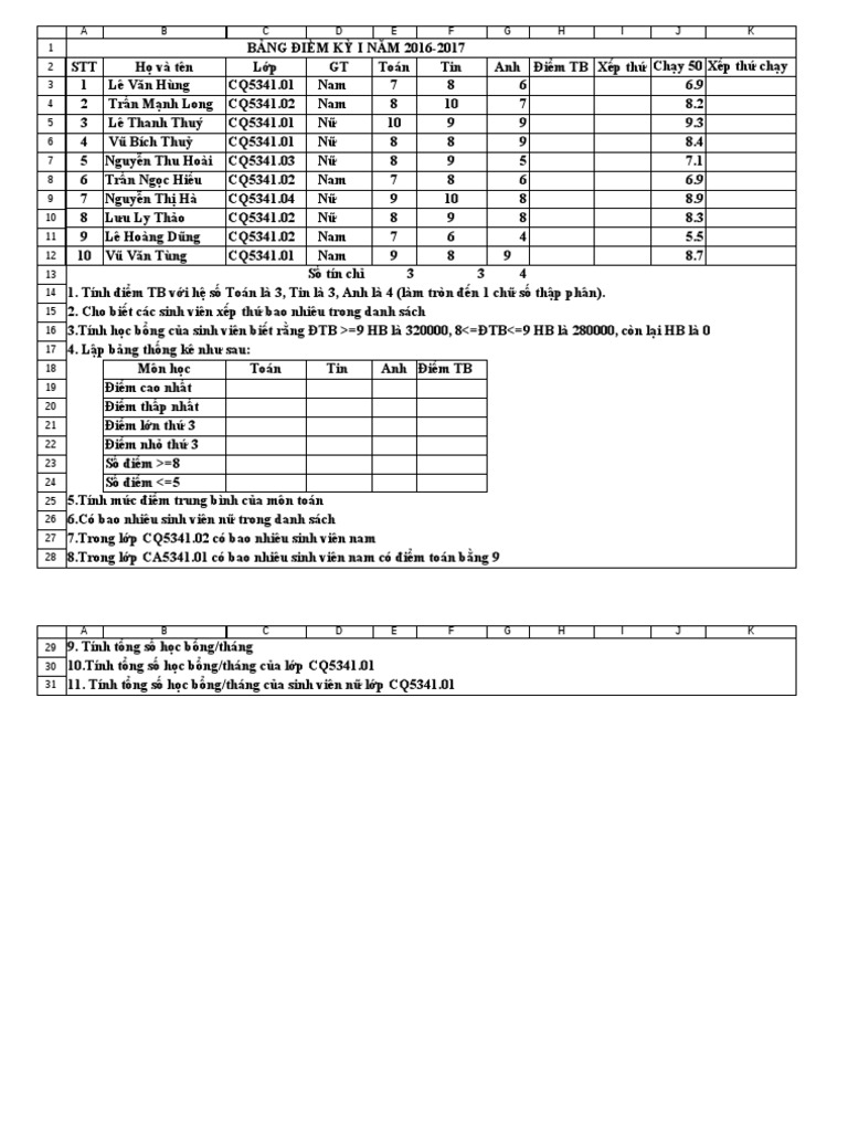 Bai Tap Excel 02-2020 G I | PDF