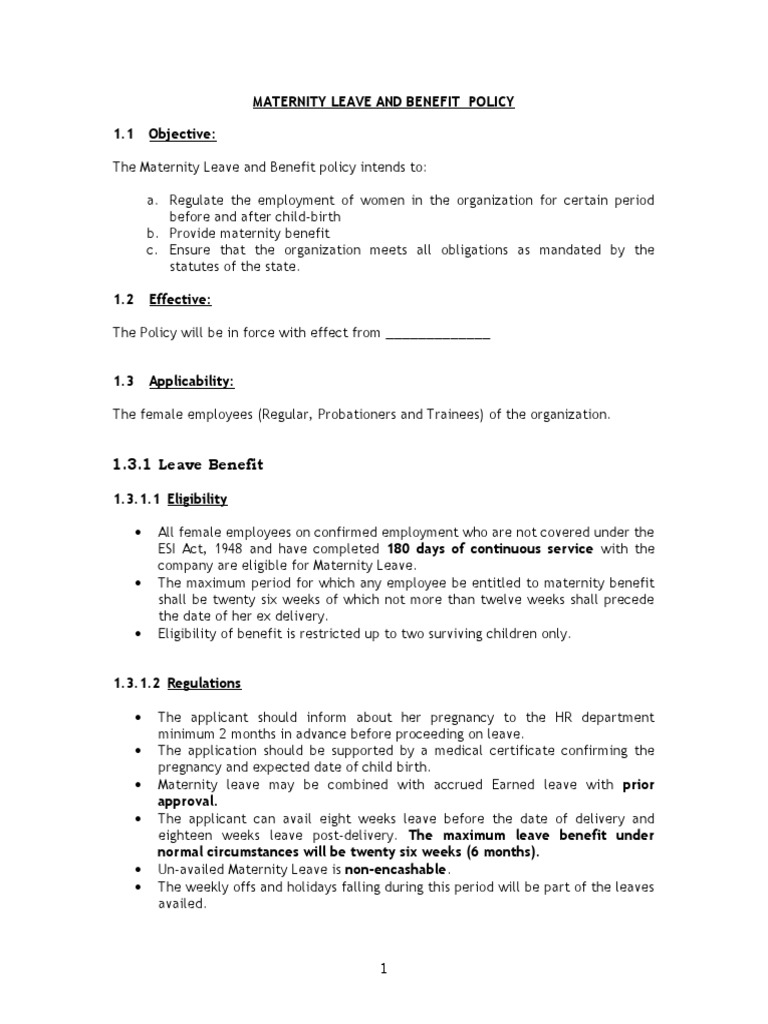 Maternity Leave Policy - Posting | PDF | Parental Leave | Salary