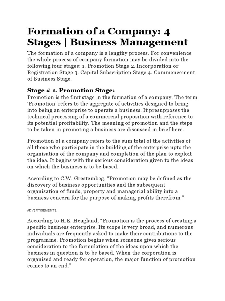 Formation of A Company | PDF | Prospectus (Finance) | Articles Of ...