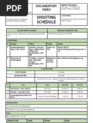 Call Sheet