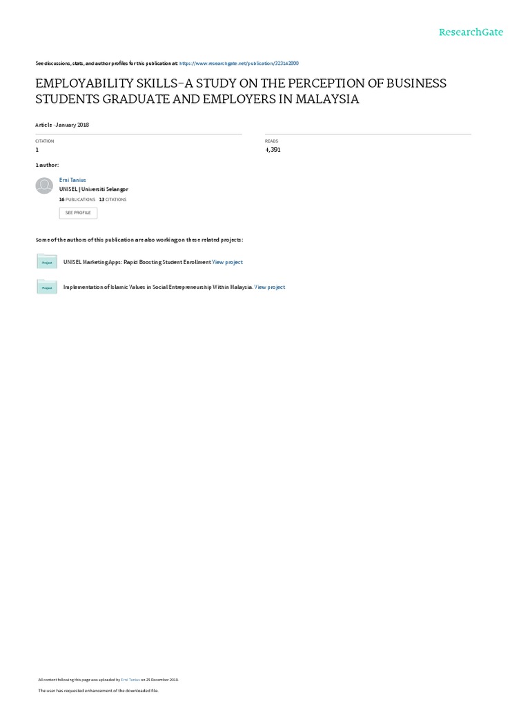 Employability Skills in Malaysia: A Study | PDF | Open Access | Employment