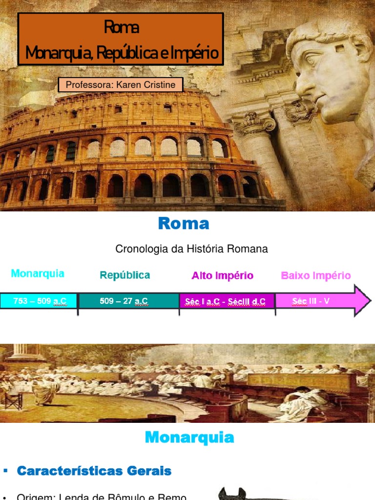 Monarquia, República e Império Romano | PDF | Roma Antiga | Augustus