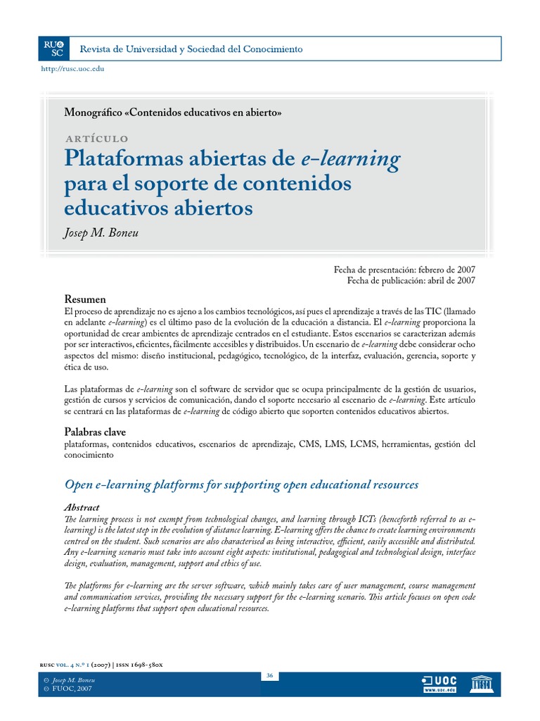 Plataformas de e-learning abiertas y su impacto | PDF | Cognición ...