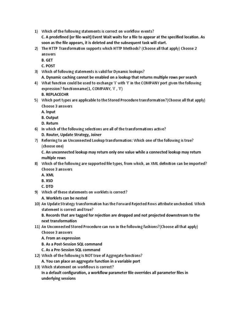 Correct Statements on Transformations | PDF | Database Index ...