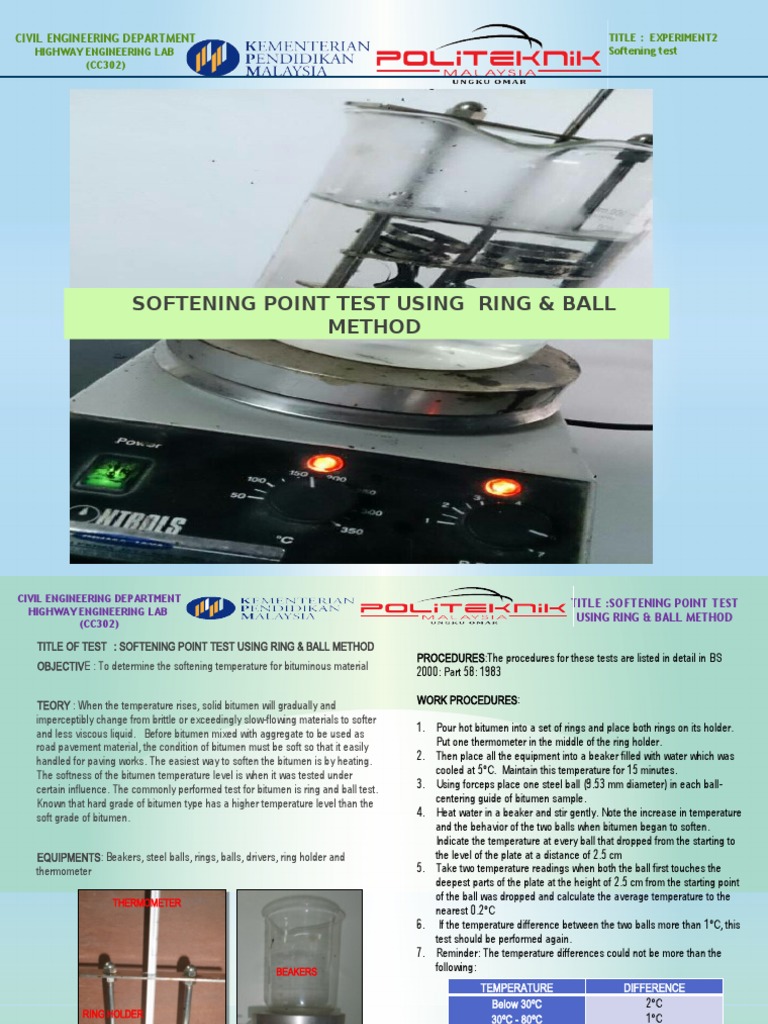 Softening Point Test for Bitumen | PDF | Asphalt | Road Surface