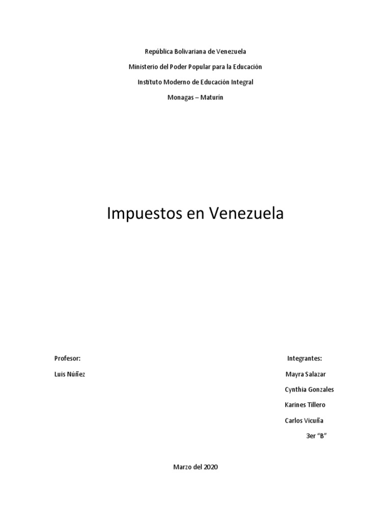 Clasificación de Impuestos en Venezuela | PDF | Impuesto sobre la renta ...