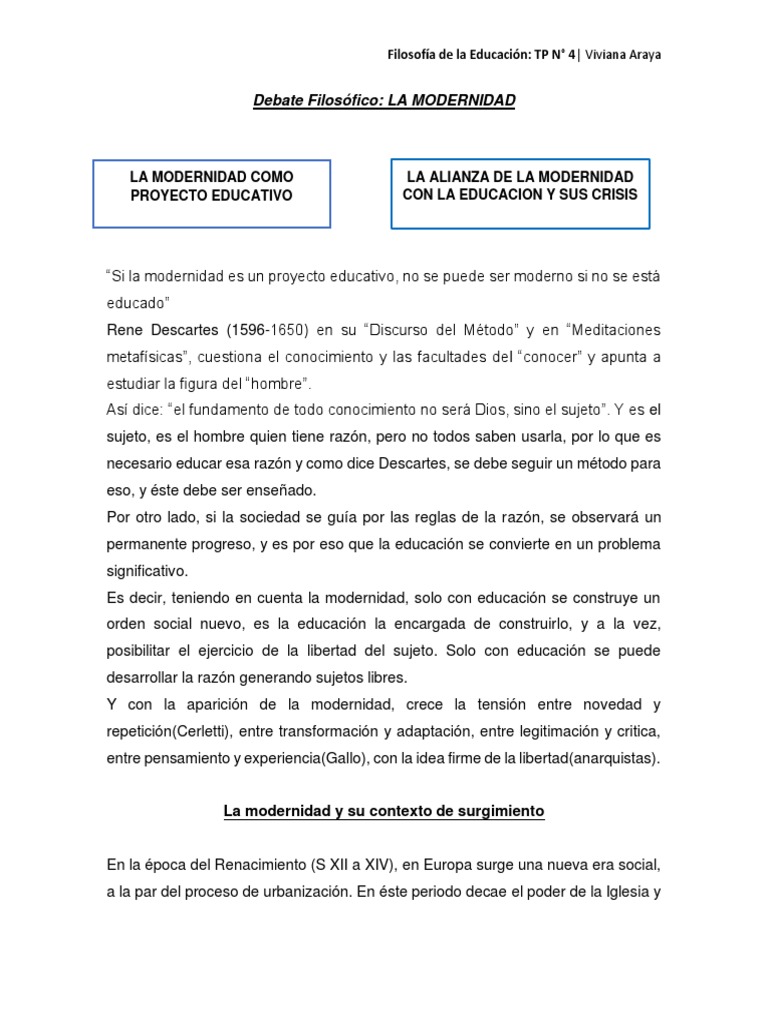 Educación y Crisis en la Modernidad | PDF | Modernidad | Razón