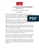 Ordenanza para El Control y Manejo de La Fauna Urbana y La Protección de Animales Domésticos de Compañía Del Canton Cuenca