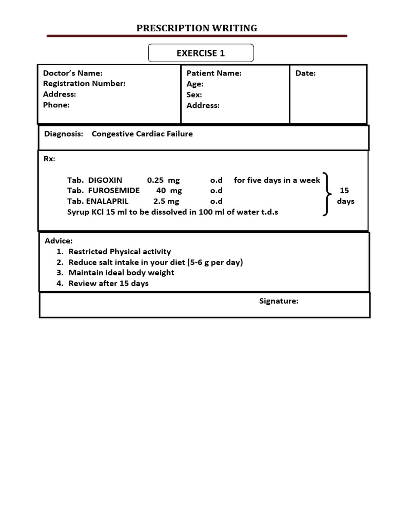 Prescription Writing | PDF | Heart Failure | Hypertension