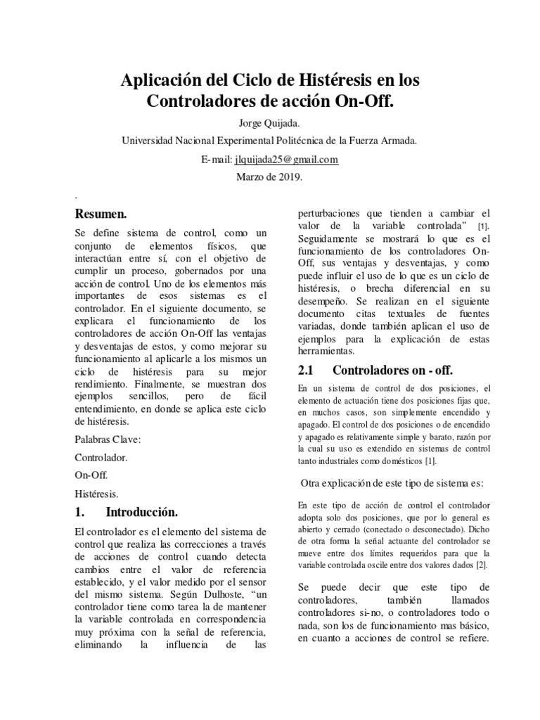 Controladores On Off Histeresis PDF | PDF | Histéresis | Solenoide