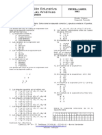 Prueba Saber de matemáticas para grado octavo