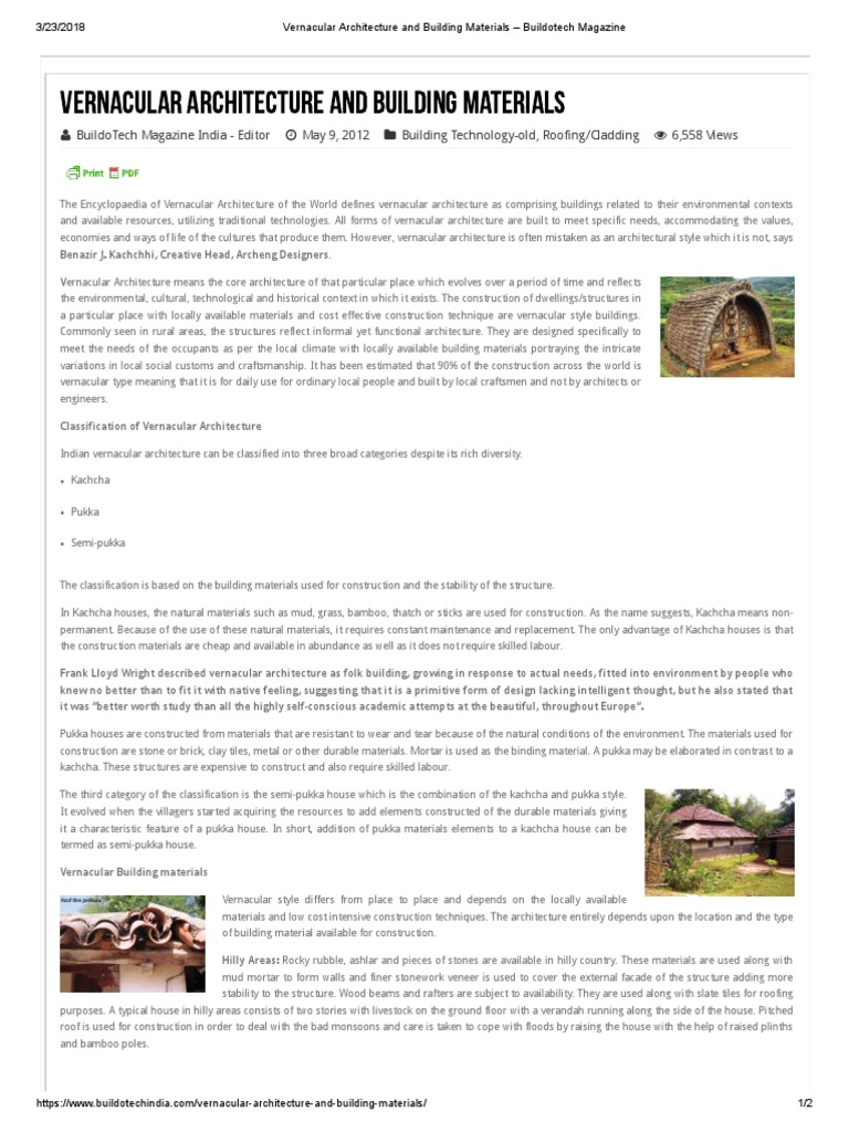 Vernacular Architecture and Building Materials - Buildotech Magazine ...
