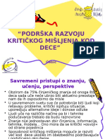 Podrska Razvoju Kritickog Misljenja Kod Dece