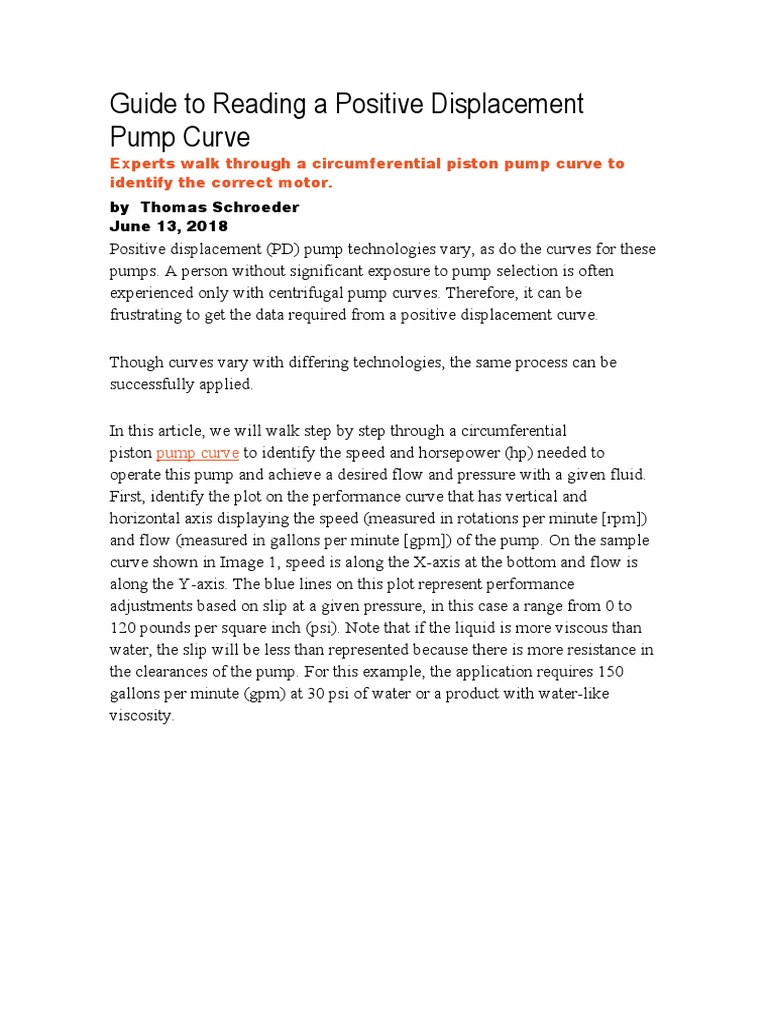 Guide To Reading A Positive Displacement Pump Curve | PDF | Horsepower ...