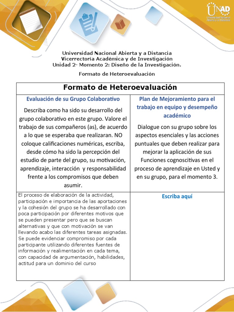 Formato de Heteroevaluación Colaborativa | PDF | Evaluación | Aprendizaje