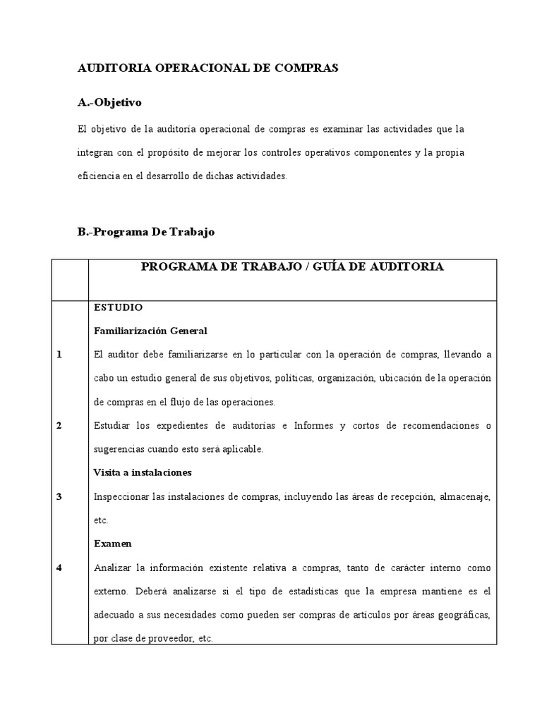 Auditoria Operacional de Compras.. | PDF | Auditoría | Presupuesto