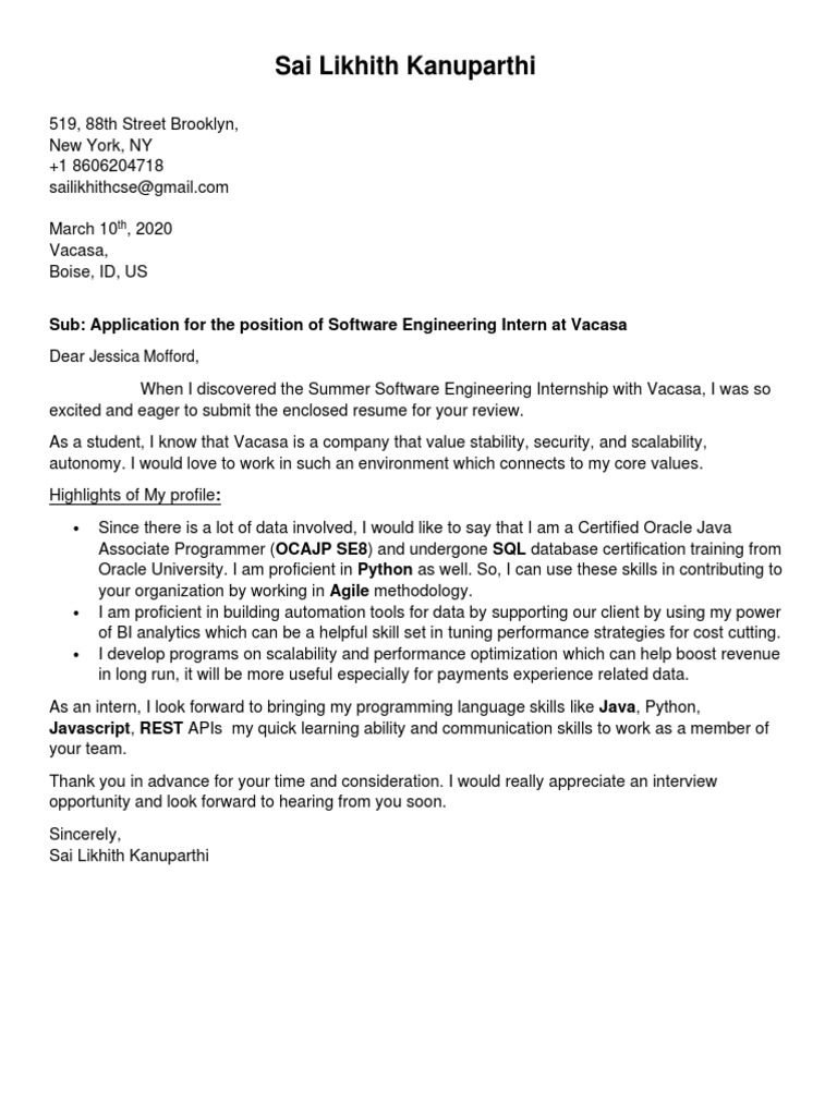 Software Intern Application | PDF