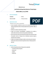 Auditor Del Sistema de Gestión de Seguridad y Salud en El Trabajo - Silabo Mooc PDF