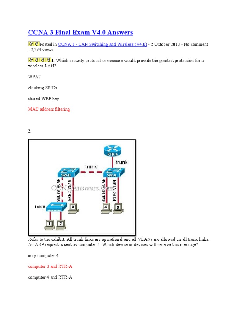 CCNA 3 Final Exam V4 Fija Este | PDF | Computers
