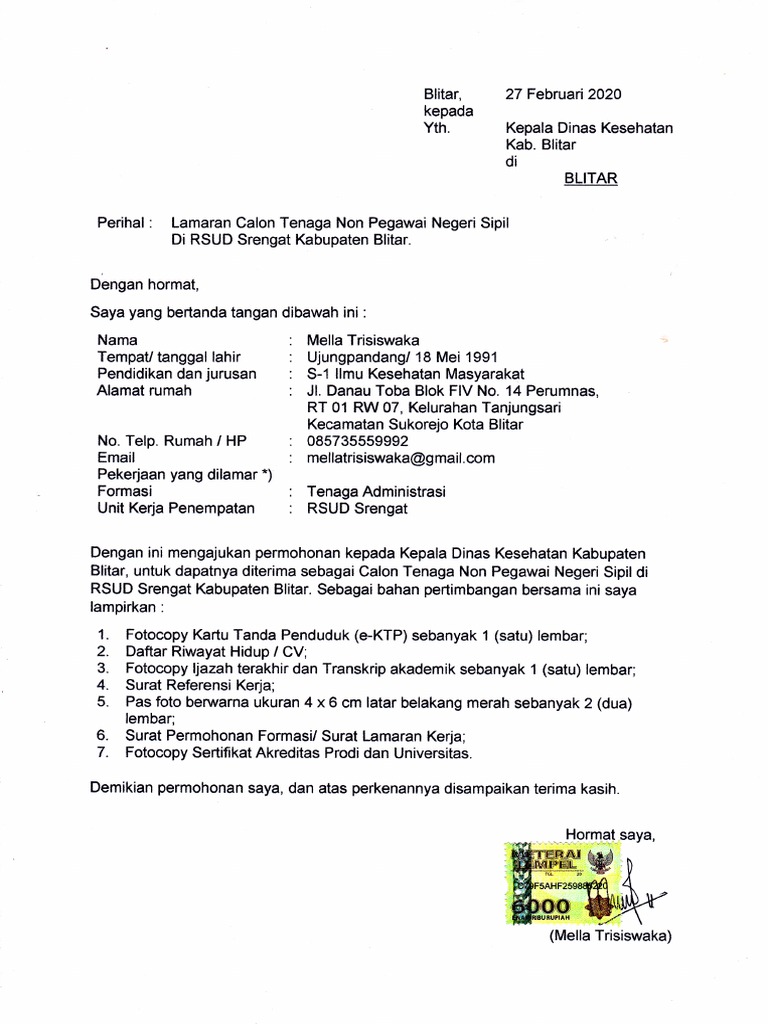 Download 67+ Contoh Surat Surat Lamaran Kerja Non Pns Gratis Terbaru