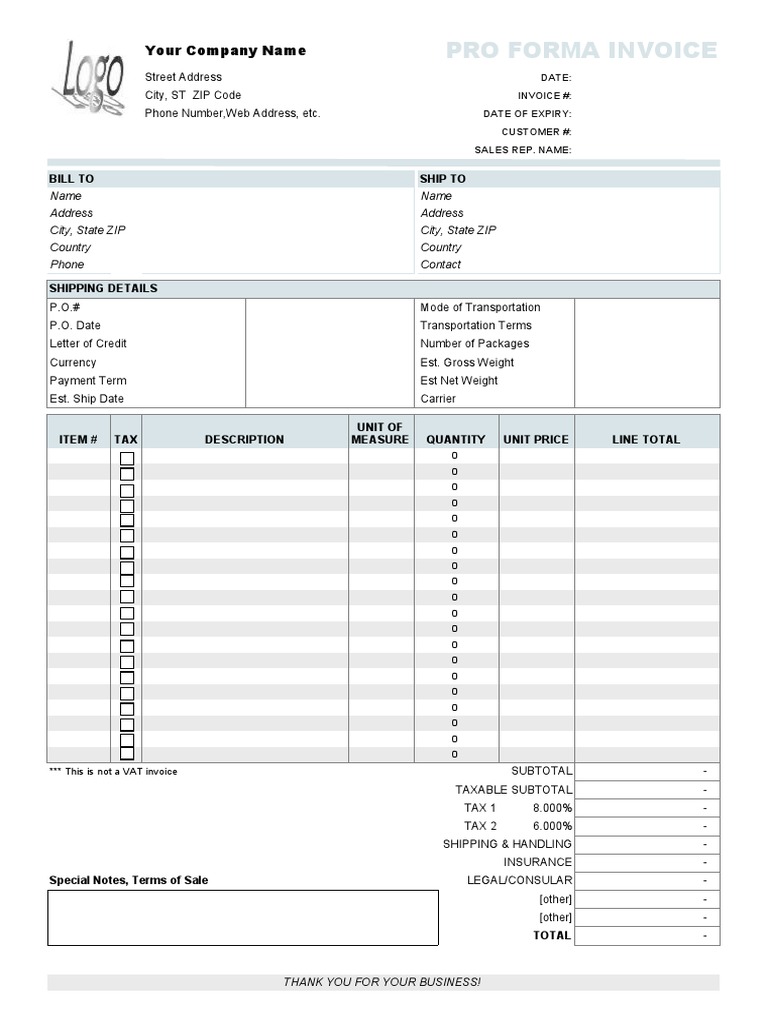 Pro Forma Invoice Template Sample | PDF | Pro Forma | Invoice