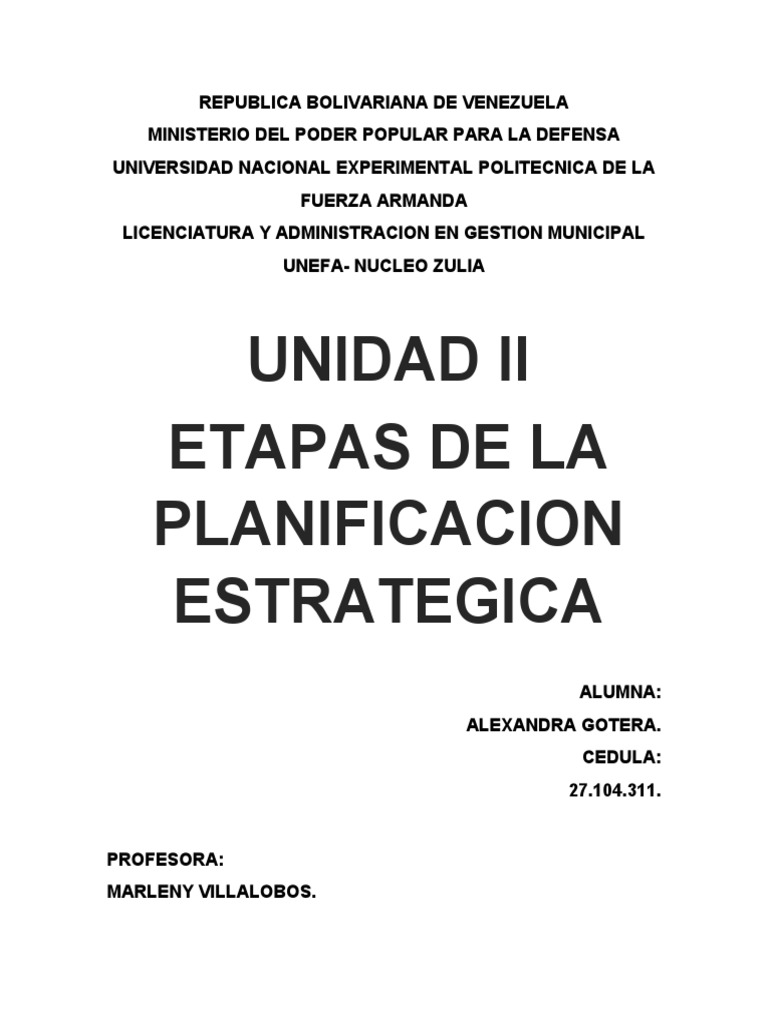 Etapas de la Planificación Estratégica | PDF | Planificación ...