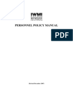 Iwmi Personnel Policy Manual