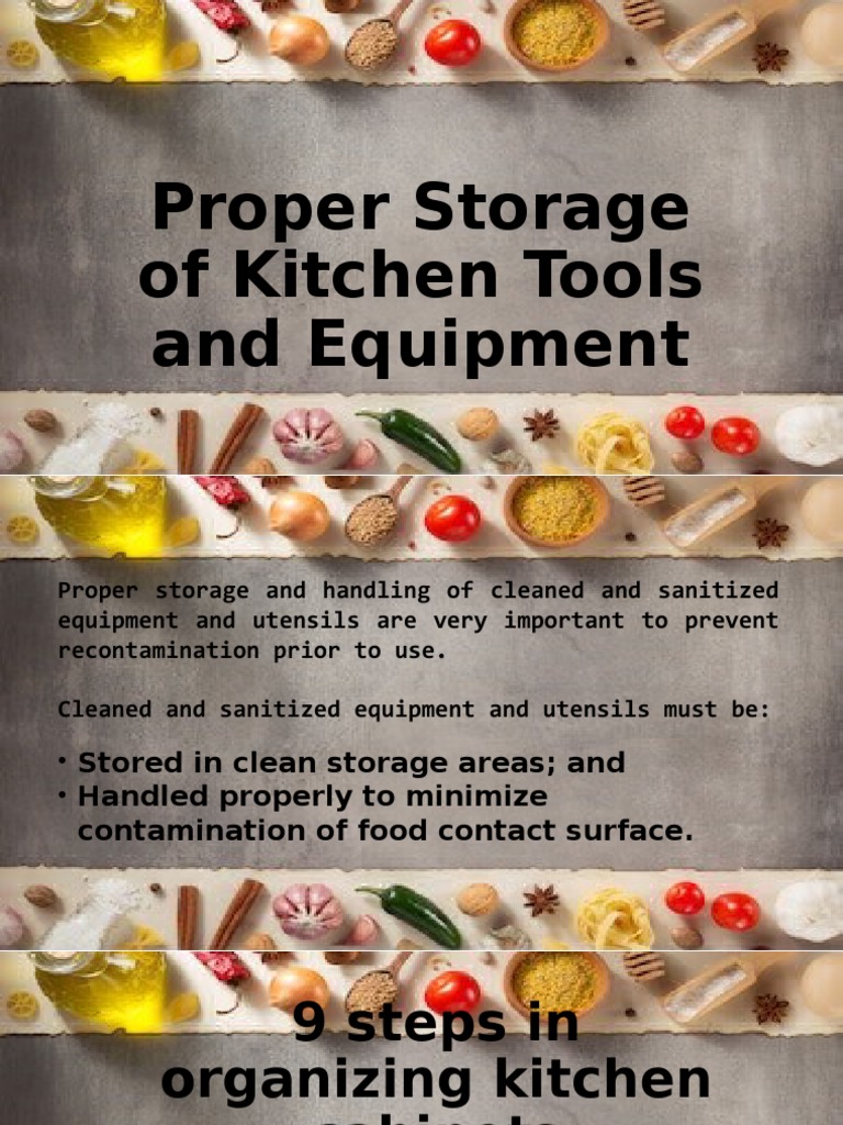 Proper Storage of Kitchen Tools and Equipment PDF
