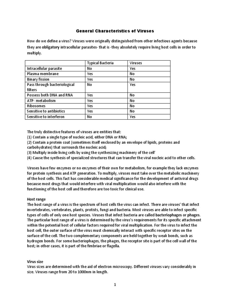 General Characteristics of Viruses | PDF | Virus | Bacteriophage