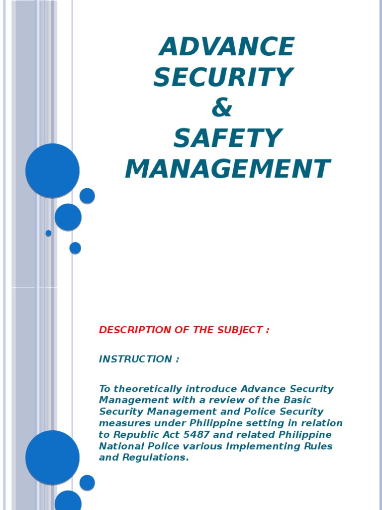 Advance Security and Safety Management Done PDF Security Guard