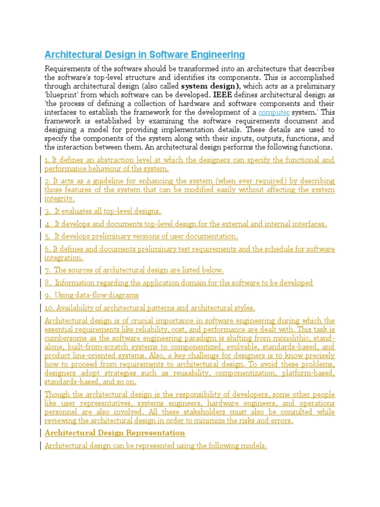 Architectural Design in Software Engineering PDF Component Based