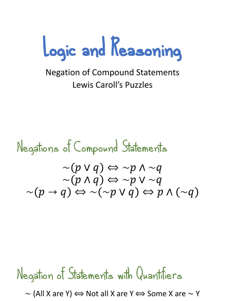 Negation and Logic in Reasoning | PDF | Metalogic | Reasoning