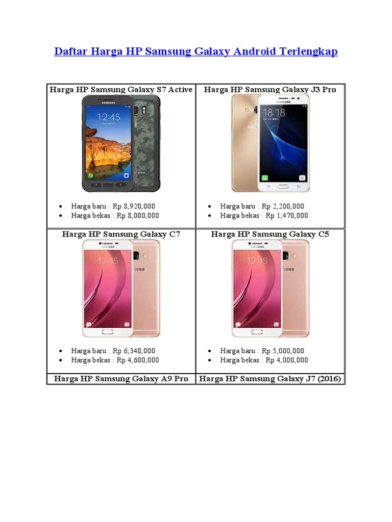 Daftar Harga HP Samsung Android Terlengkap | PDF