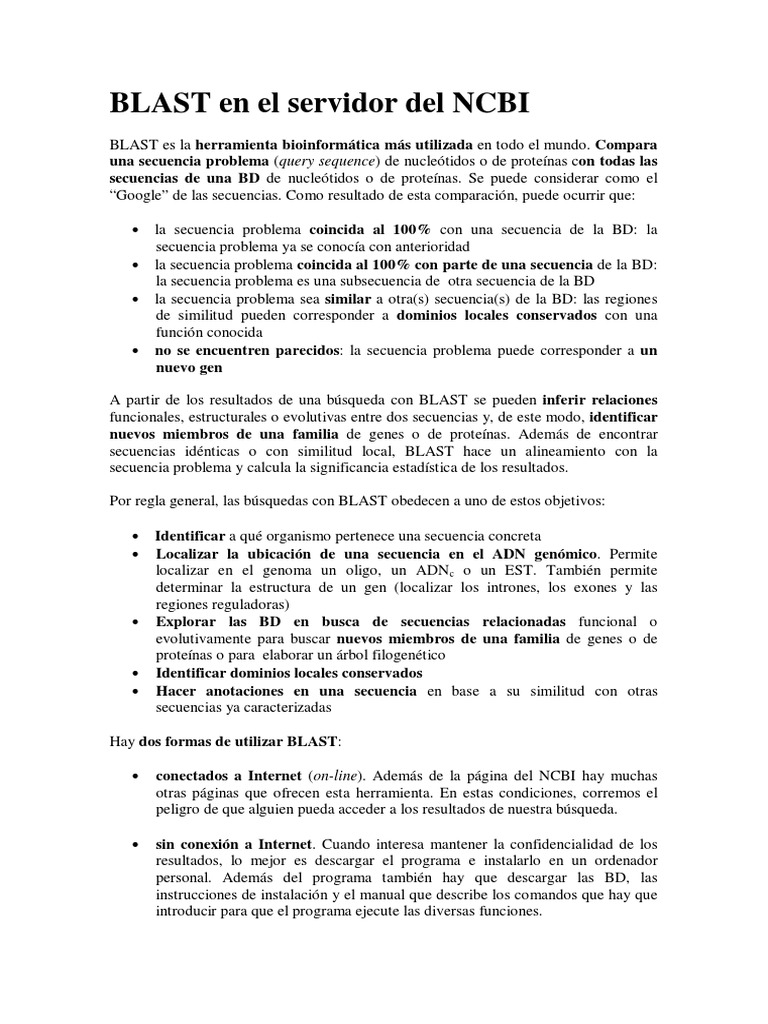 Uso de BLAST en NCBI: Guía Práctica | PDF | Alineación de secuencia | Gene