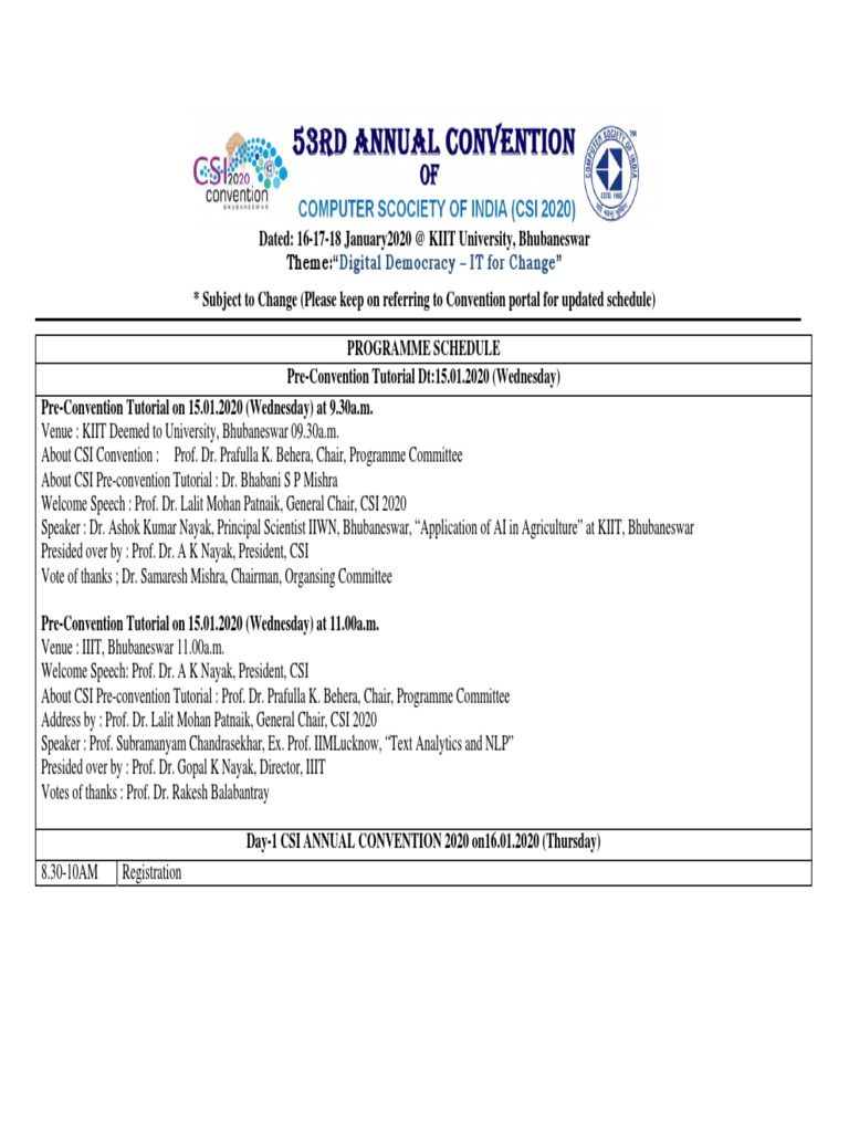 CSI Annual Convention 2020 Schedule | PDF | Internet Of Things ...