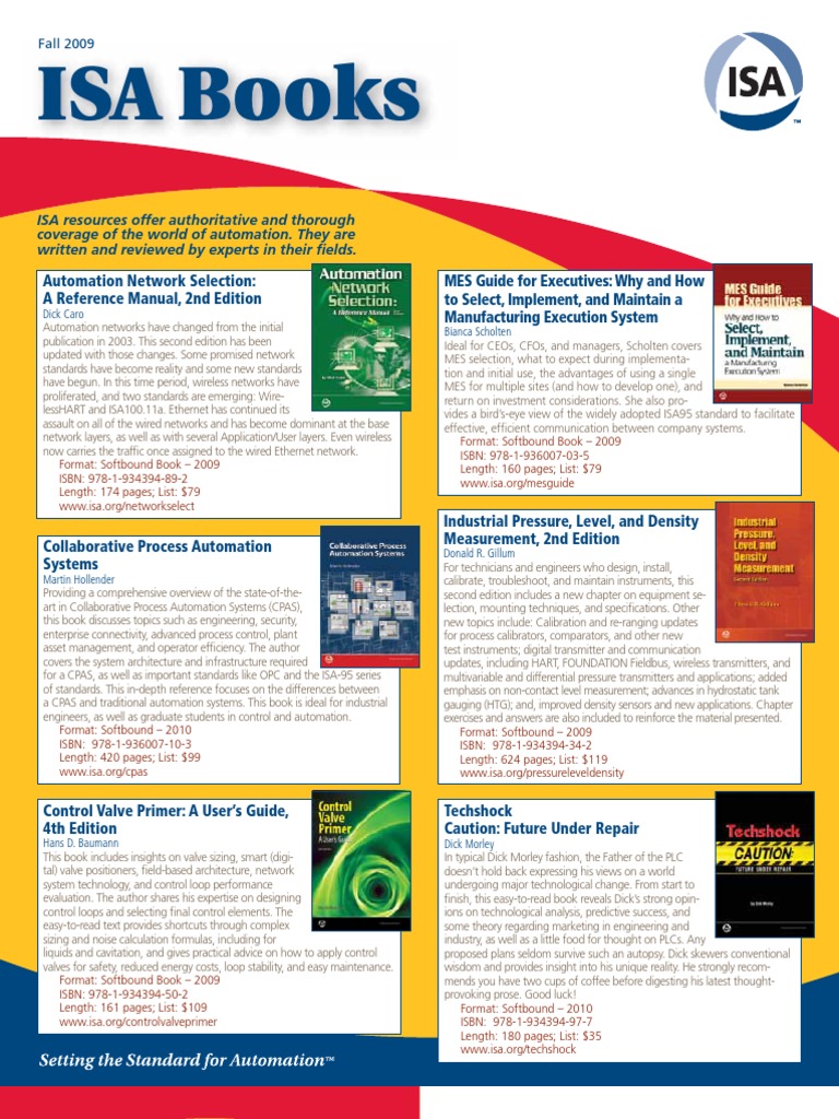 ISA Automation Books Overview 2009 | PDF | Control Theory | Automation