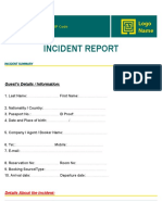 Incident Report Hotel Guests Front Office