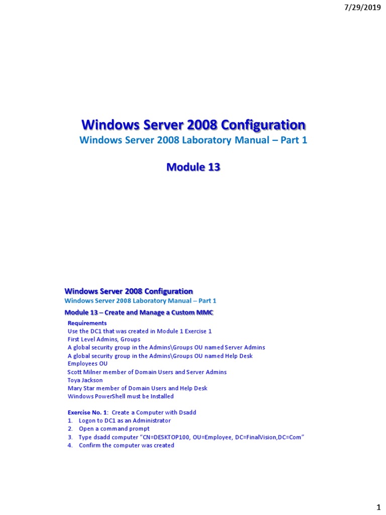 Windows Server 2008 Configuration Module 13 Pdf Download Free Pdf