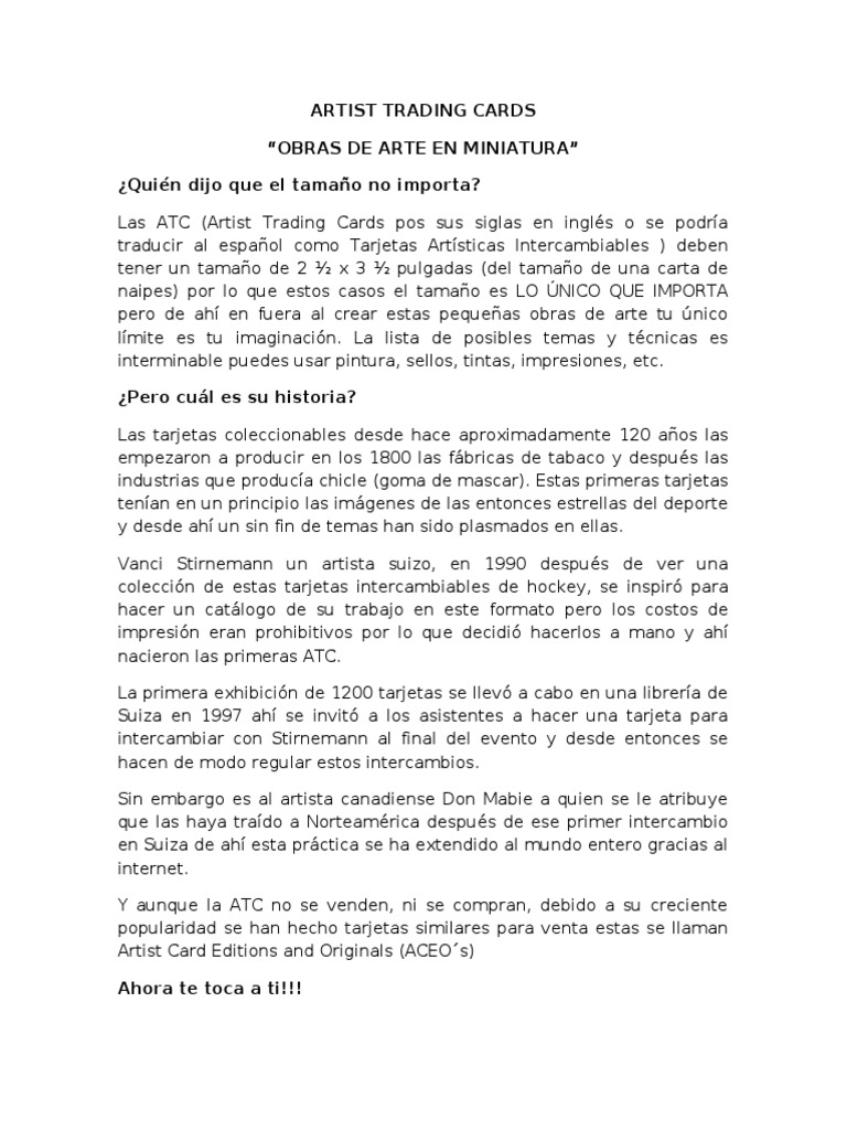 Tarjetas Artísticas Intercambiables | PDF | Arte
