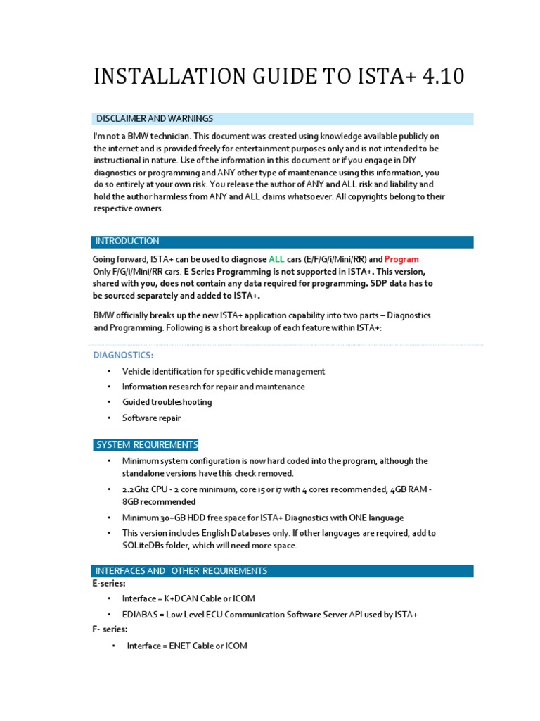 ISTA+ Installation Guide v4.10 PDF | PDF | Microsoft Windows ...