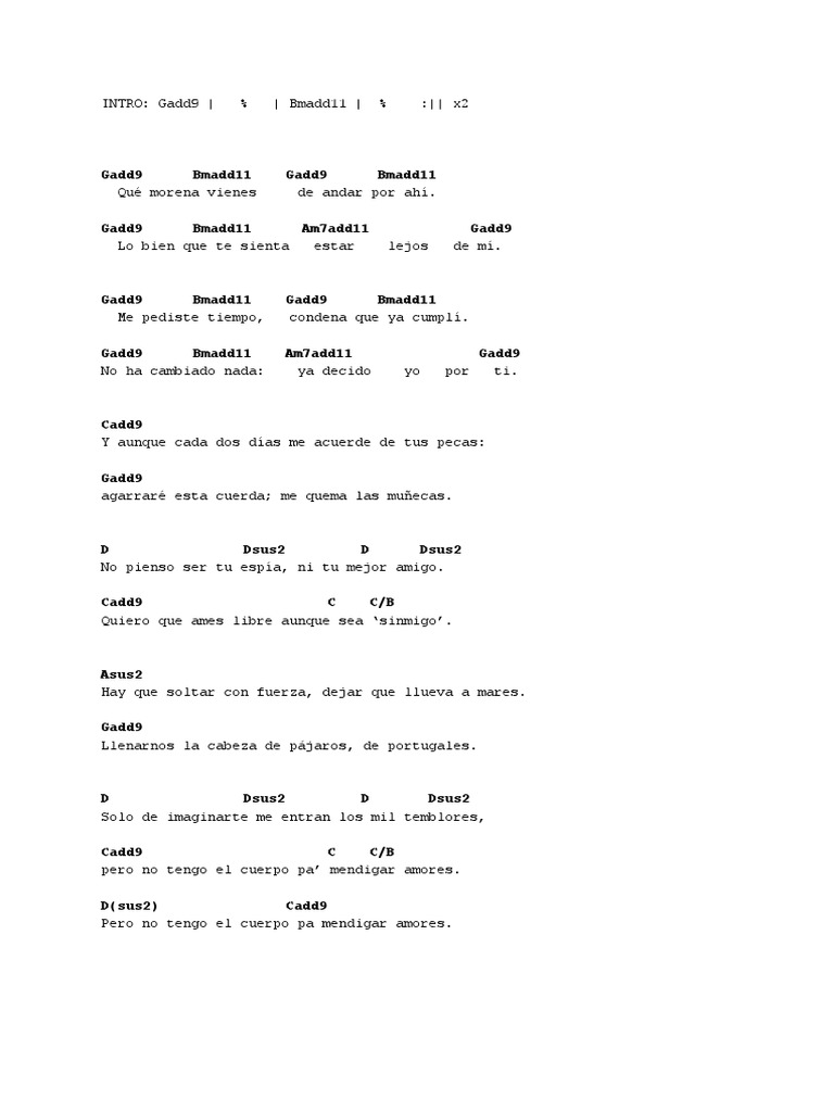 Acordes y letra de 