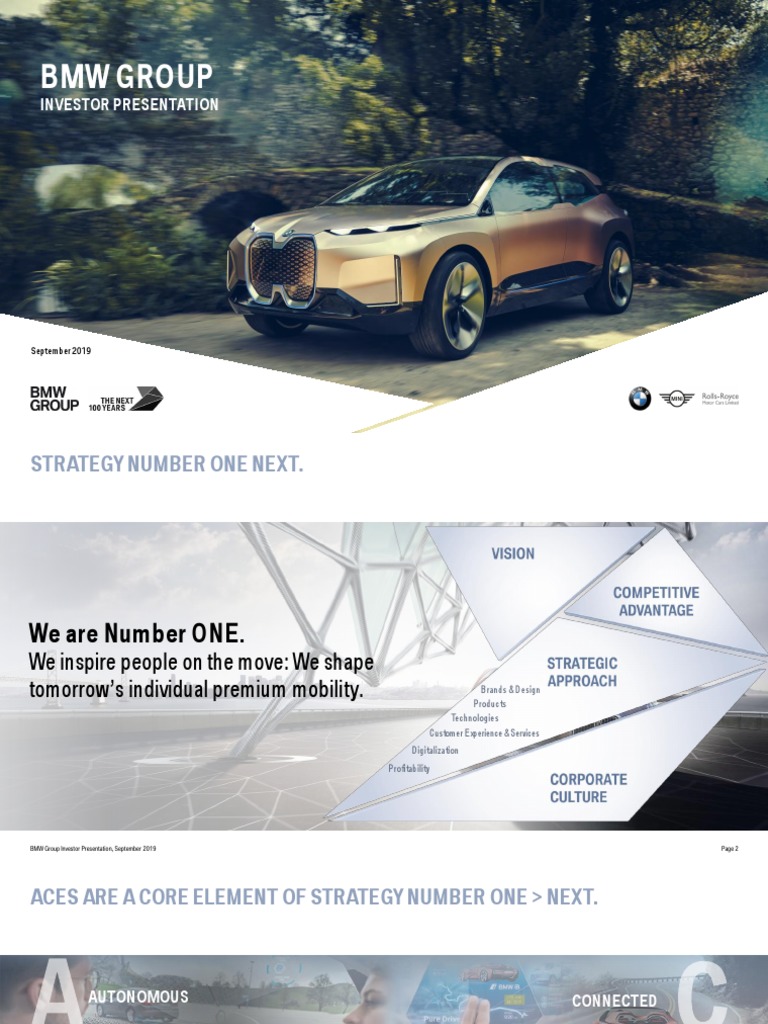 BMW Investor Presentation 2019 PDF Bmw Vehicle Electrification