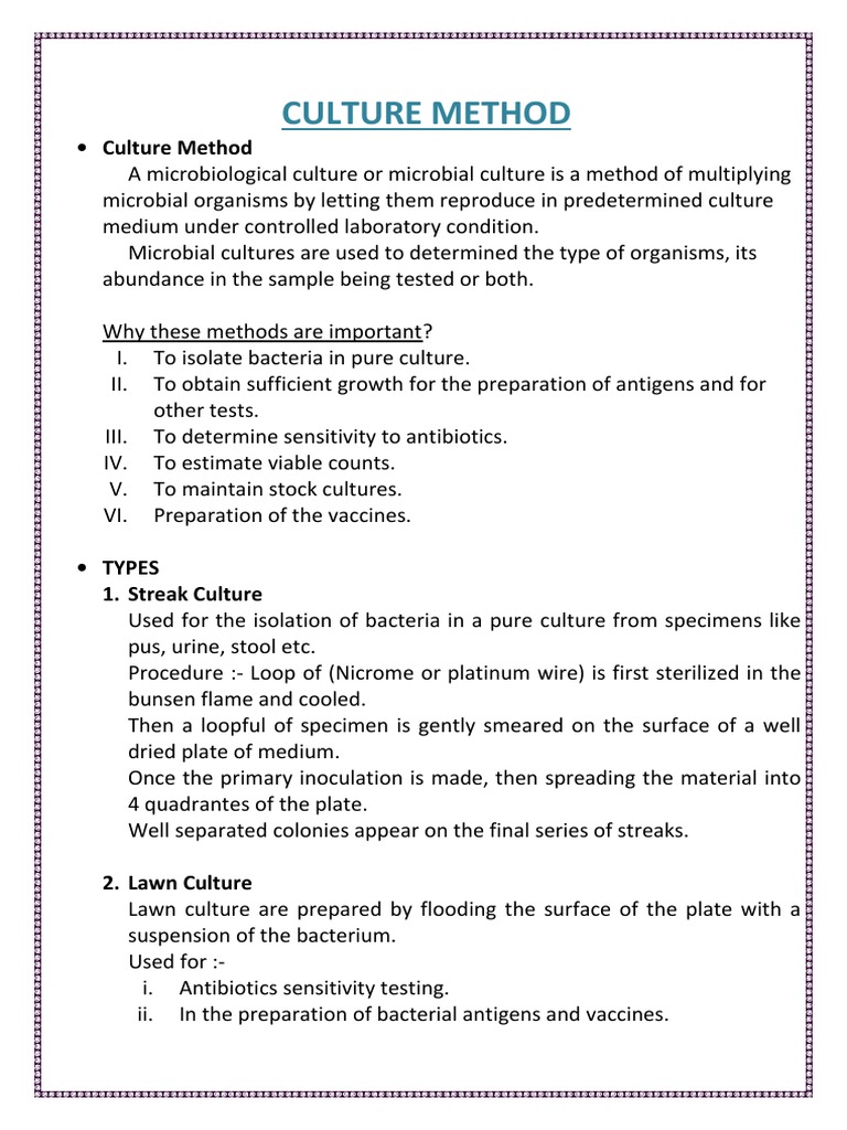 Microbiology - Culture Medium : - Nutrients prepared for microbial growth  Inoculum: - Suspension of microorganisms Inoculation: - Introduction of  microbes into culture medium Culture : - Microbes growing in/on culture  medium