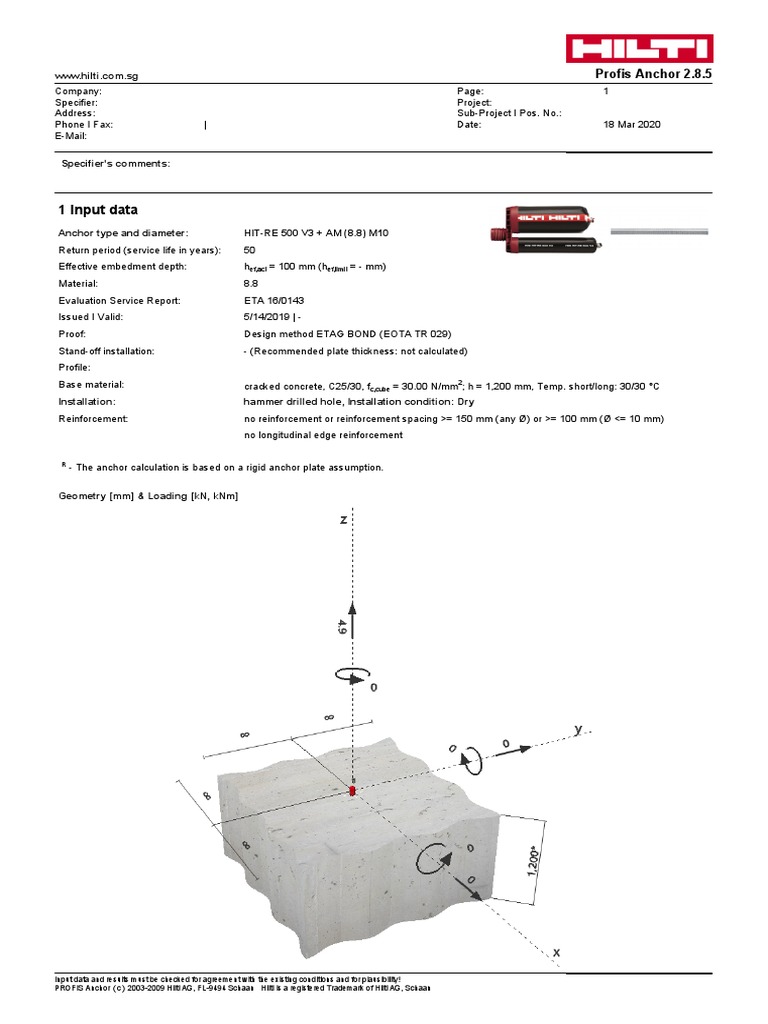 Hilti Design Calculation PDF Anchor Software