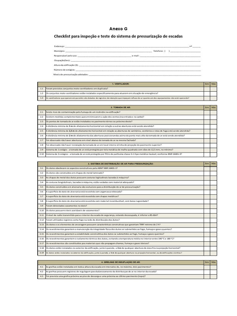Checklist de Pressurização de Escadas | PDF | Física | Materiais