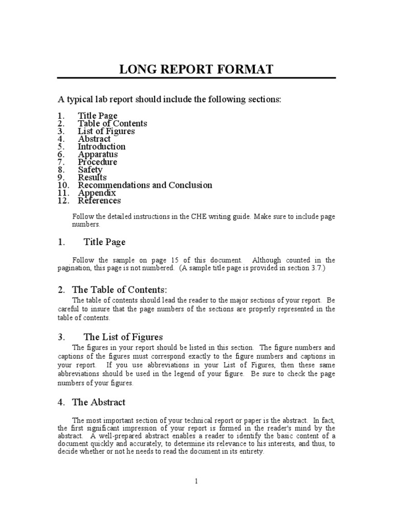abstract format for report