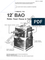 Wadkin BAO 12 Inch Thicknesser Manual Parts List