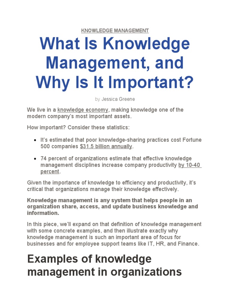 What Is Knowledge Management, and Why Is It Important | PDF | Knowledge ...